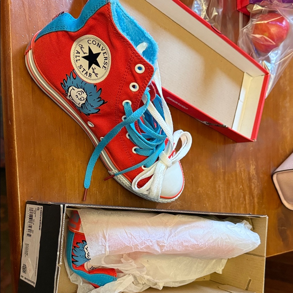 Converse Red and Blue High-Top Sneakers